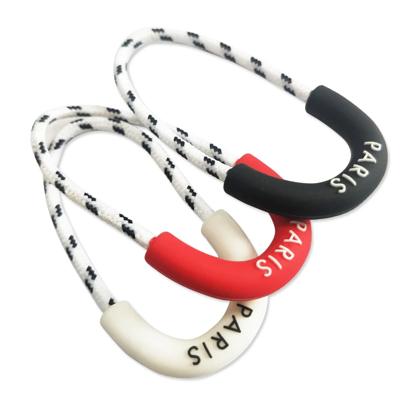 
Custom soft pvc rope puller rubber zipper pull 