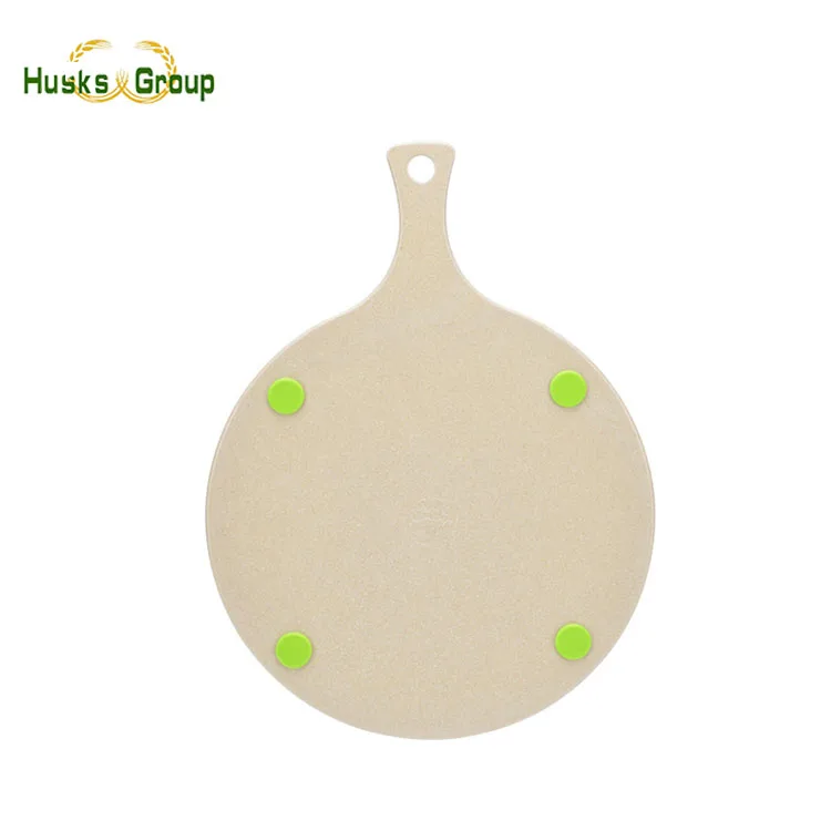 Premium Rice Husks Fibre Round Pizza Peel Cutting Board Serving Tray
