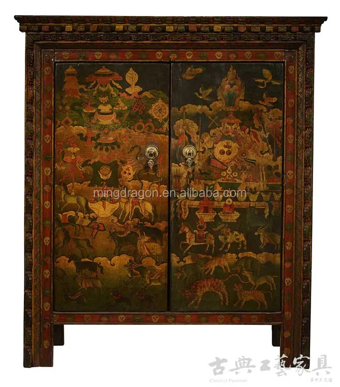 Antique Tibetan Carving Furniture Hand Painted
