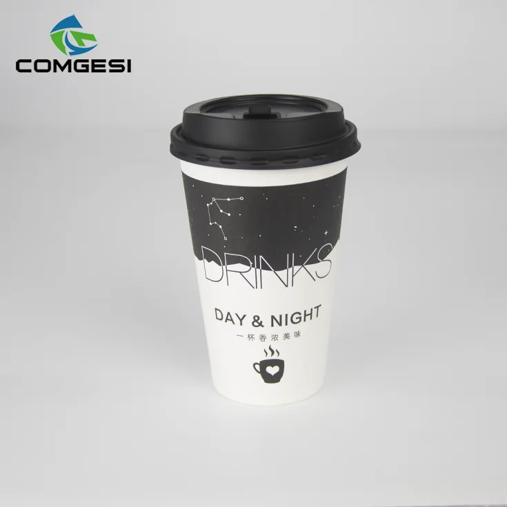 
Customer Logo Accepted 8oz/12oz/16oz/20oz Disposable Hot Drink Coffee Paper Cup With Flat Lid 