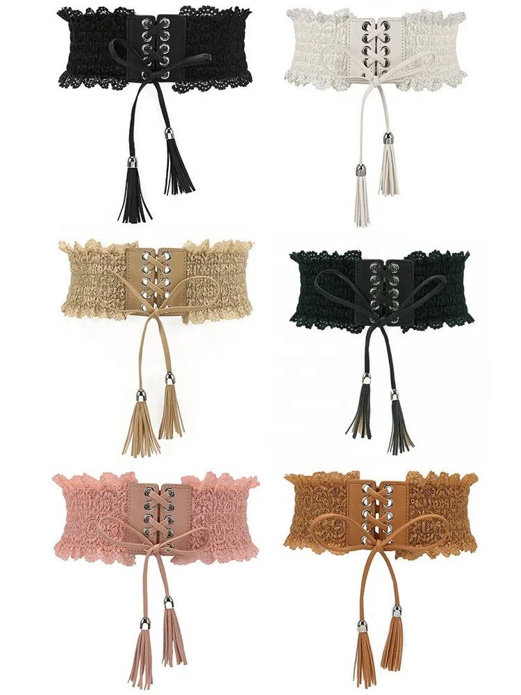 Women's elastic waist belt Obi, drawstring belt