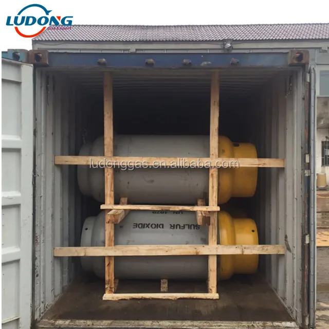 99.9% purity SO2 gas/ sulfur dioxide gas in ton cylinder for Glass manufacturing