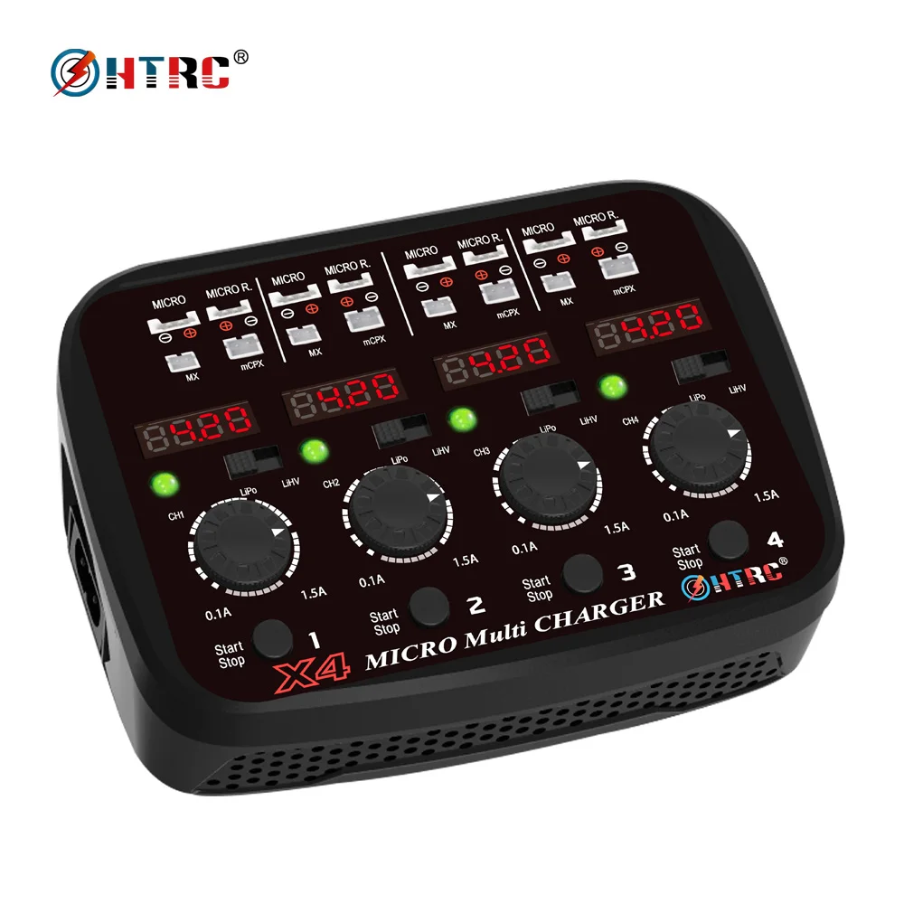 HTRC X4 1S Многофункциональный Lipo/Lihv микро мульти батарея зарядное устройство Quattro AC DC 100-240 В 24 Вт 1.5A LED и звуковой сигнал указывают
