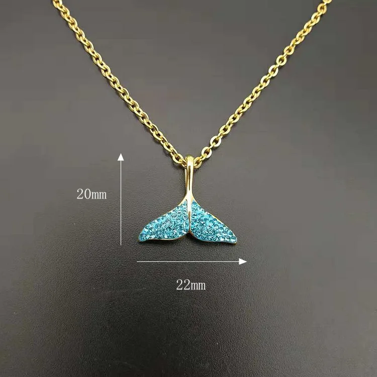 High Quality Blue Whale Tail Pendant Stainless Steel Fishtail Necklaces