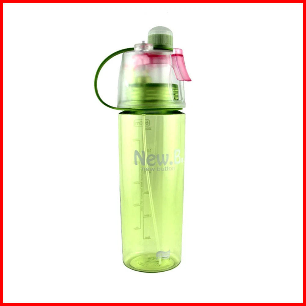 Plastic BPA Free Mist Spray Mutil-Color Drinking Sports Water Bottle With Straw