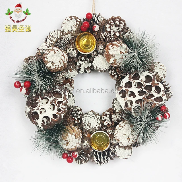 Factory wholesale Handmade Christmas Candlestick wreath Natural material 20526