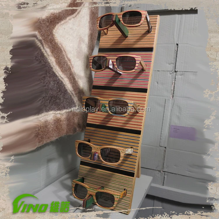 Nature Wooden sunglasses Display Eyewear Rack Holder For 6 pairs