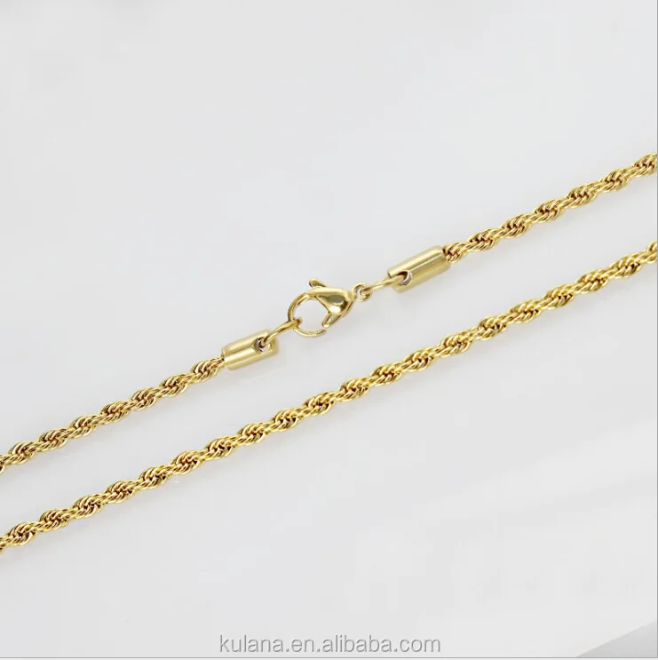 Stainless Steel Material Wholesale 18K Gold plated Twisted Necklace Chain Sell By Meter,Jewelry Making Gold Chain
