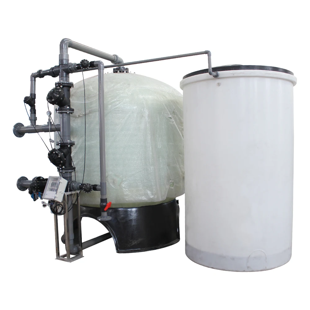 Drinking water plant 50m3/hr water softener system with pneumatic diaphragm valves and  FRP tank
