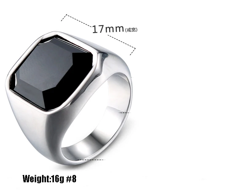 custom stainless steel black stone ring for men wholesale
