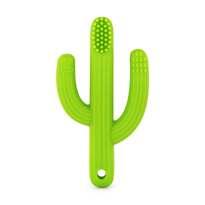 
New Design Bpa Free Food Grade Animal Silicone Baby Gloves Teething Toy Baby Cactus Toothbrush and Teether 