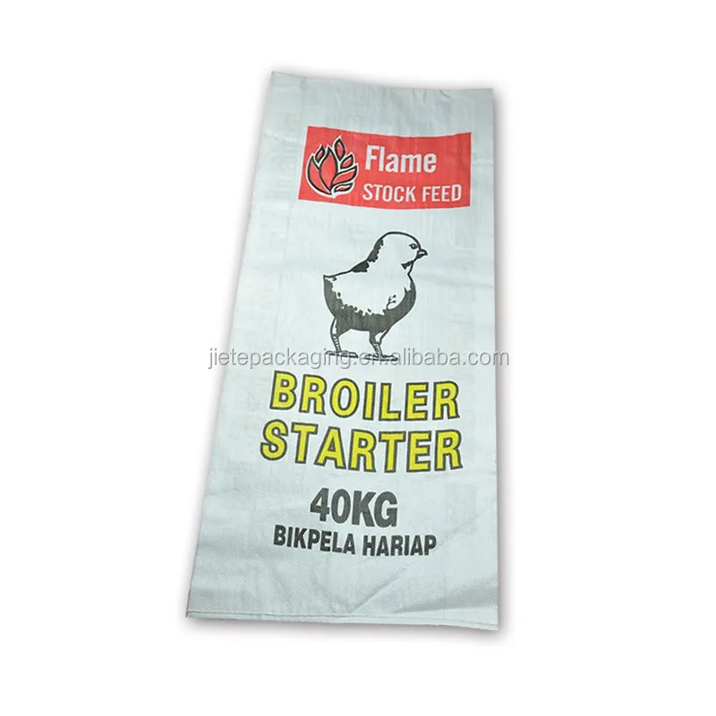 40 кг Пластиковый Полипропиленовый пакет для курицы, корма для пищевых продуктов