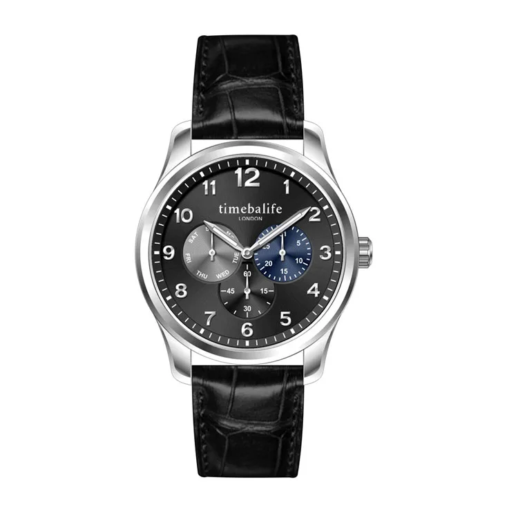 Mens Watches Chronograph Automatic Function crocodile leather straps Luxury Stainless Steel Watch