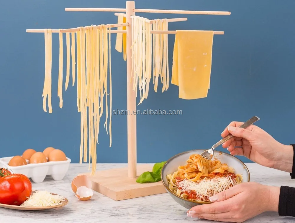 Bamboo Pasta Drying Rack Collapsible Household Noodle Dryer Rack Hanging