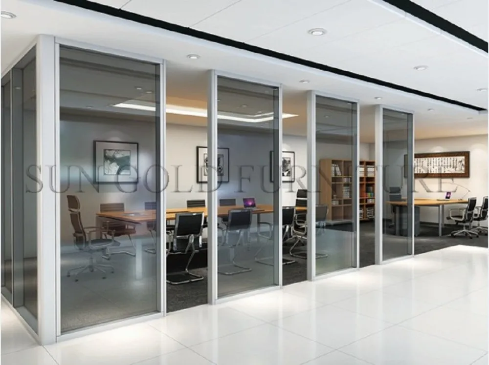 Aluminum Frame tempered glass wall room divide office partition wall