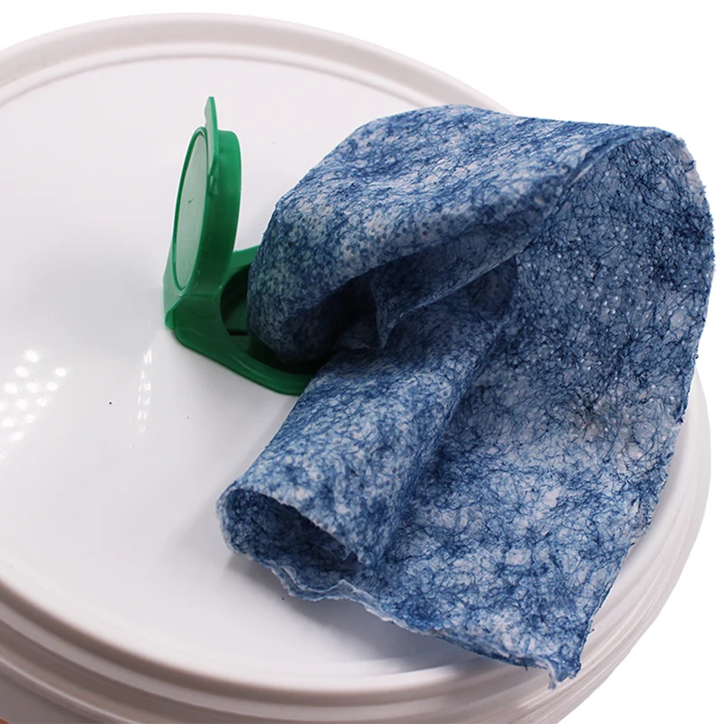 Industry meltblowen PP heavy duty scrubbing wet wipes in bucket  for removing grease, paint, oil from hands and tools