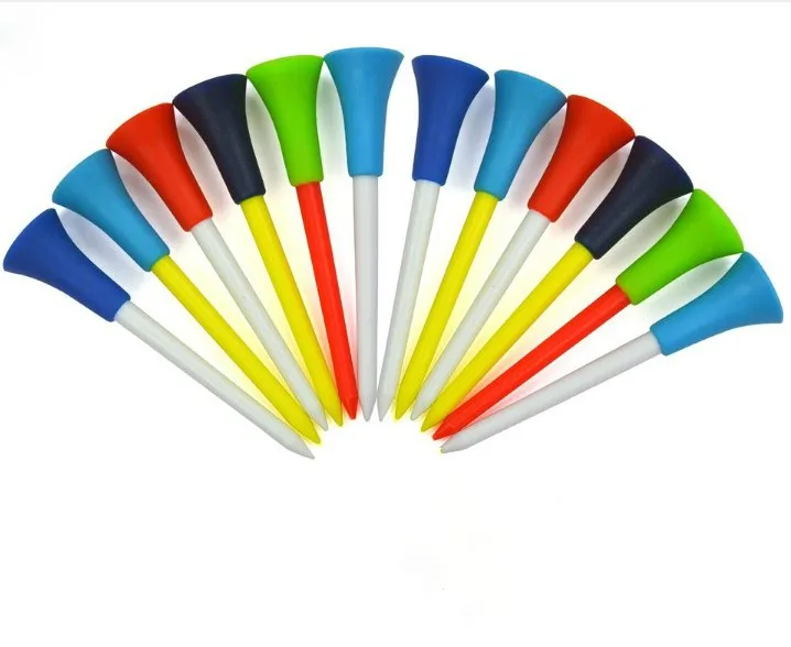 70mm plastic golf tee With colorful Large Rubber Cushion Top