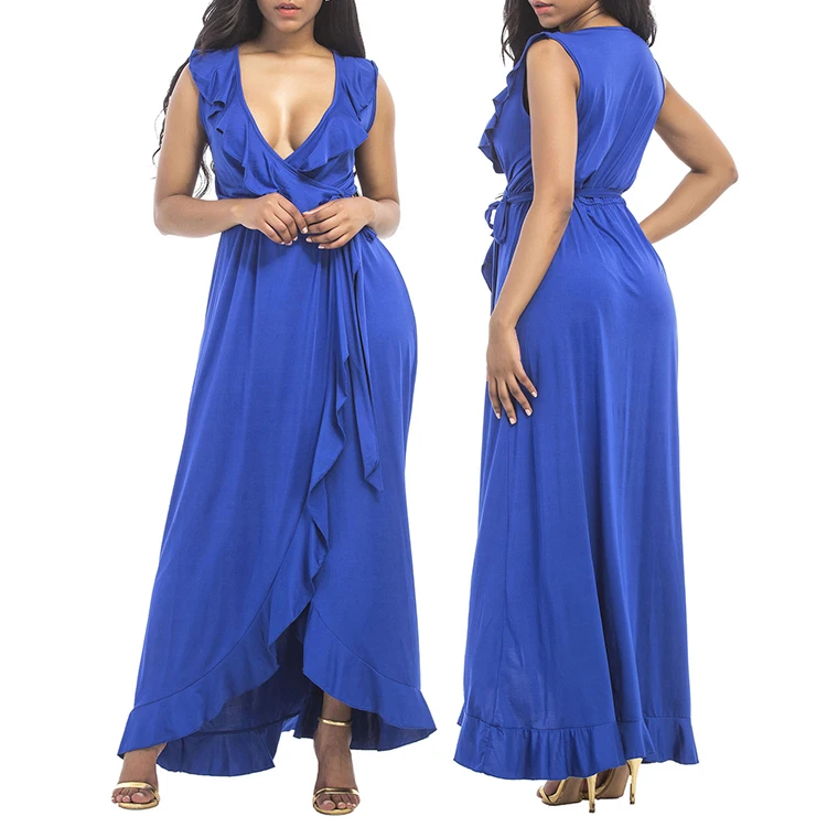 
Wholesale Women Party Prom Dress 2018 Deep V Neck Ruffles 