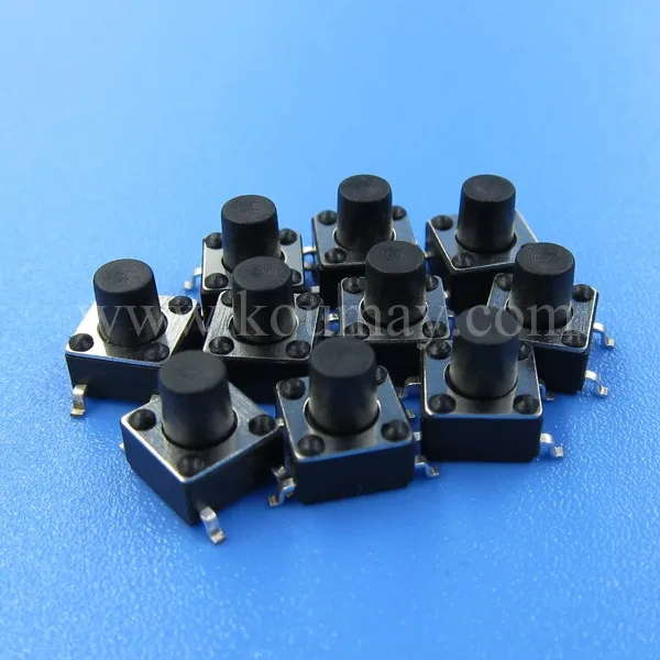 6x6x5/6/7/8/9/10/11/12/13mm (H) top quality pcb 4 pin smd tactile switch vertical mount, round knob 6*6 smd tact switch 4pin