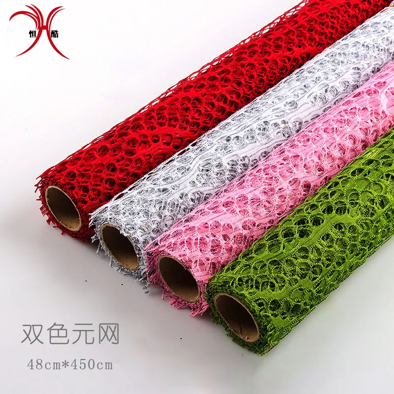 pink decorative poly floral mesh for wrapping flower