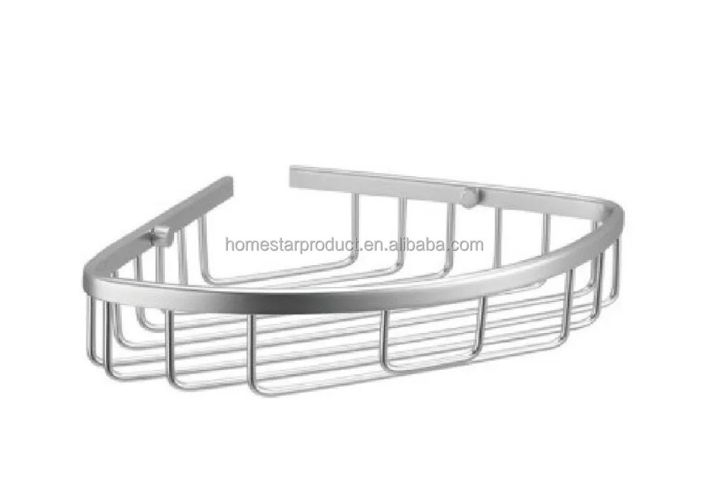 Угловая душевая корзина L-образной формы с хромированной отделкой
