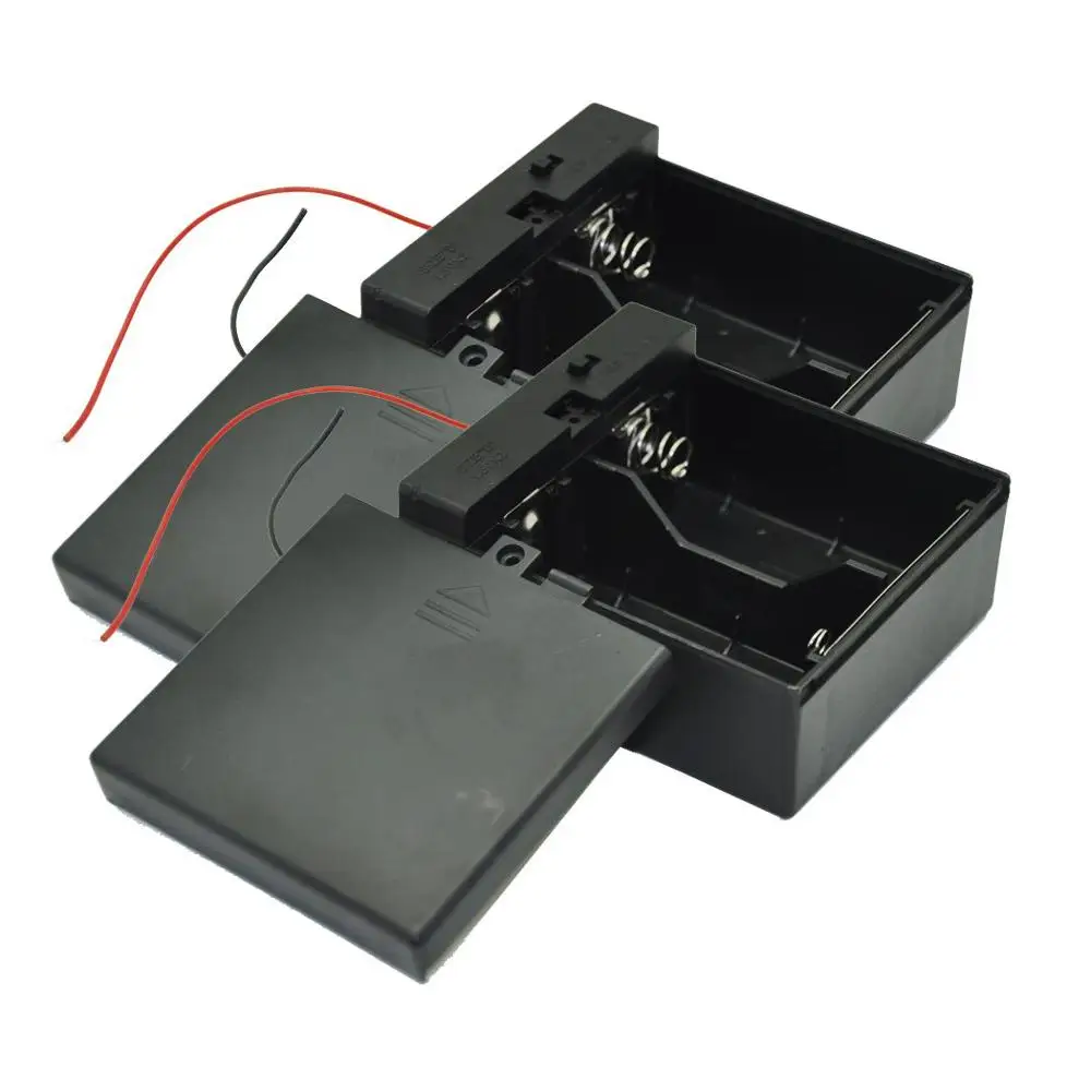 Gelsonlab HSPE-144  2-Slot D Size Battery Holder Contain Two Wires with Cover and Switch (2pc)