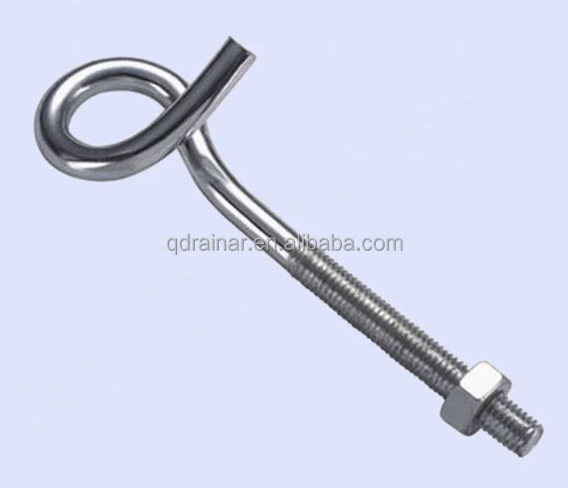d1/4 to 2 1/2 inch 300mm length zinc plated eye bolt with nut