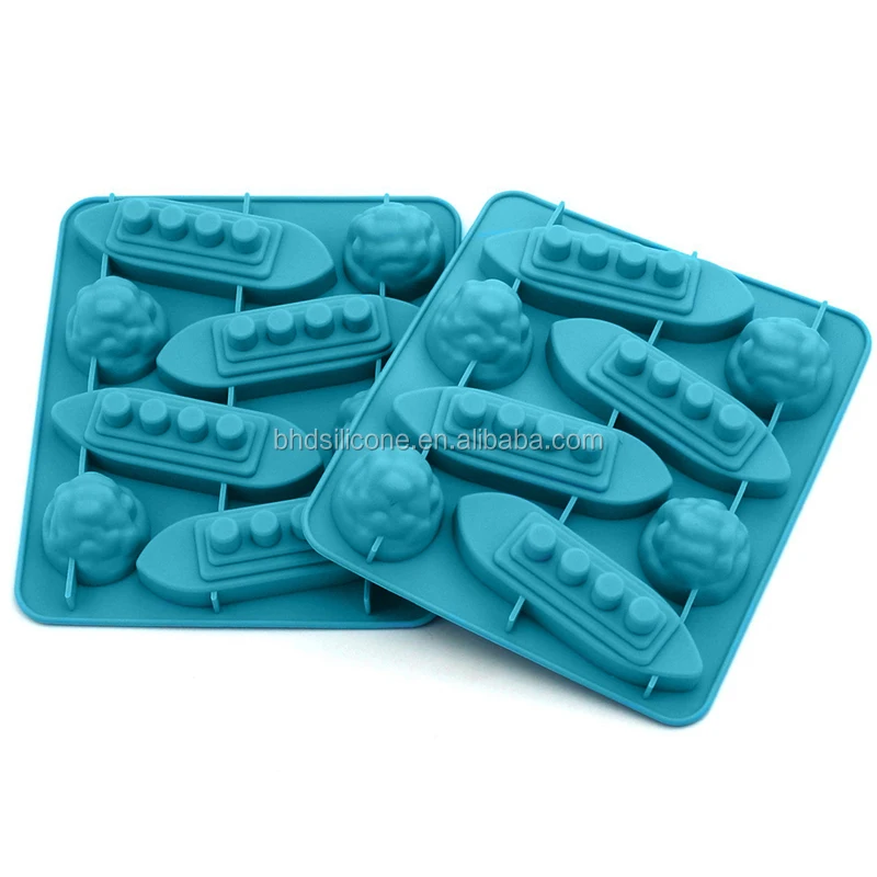 BHD 8 cavities latest design titanic ship toy shape fine Silicone ice cube mold