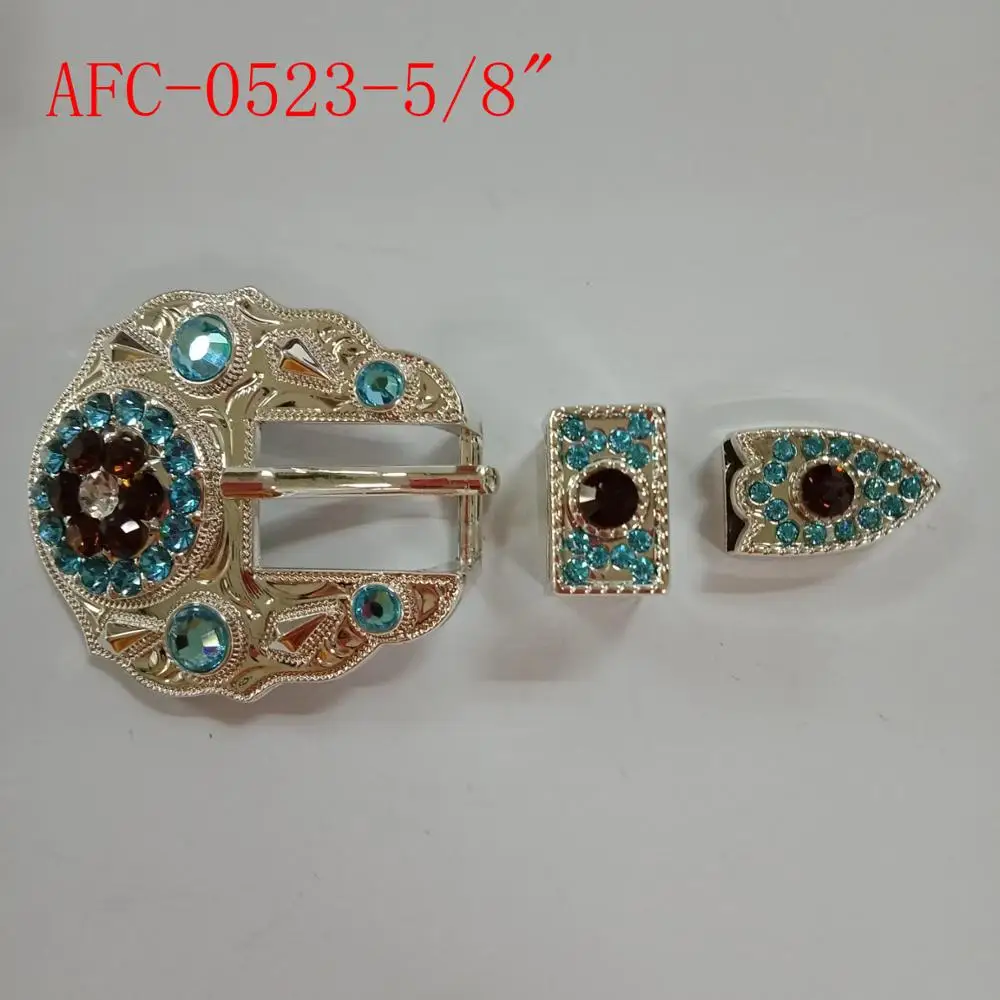 
 Высокое качество, комплект из 3 предметов в западном стиле стразы кристаллы пряжки набор для ремень длиной до 5/8