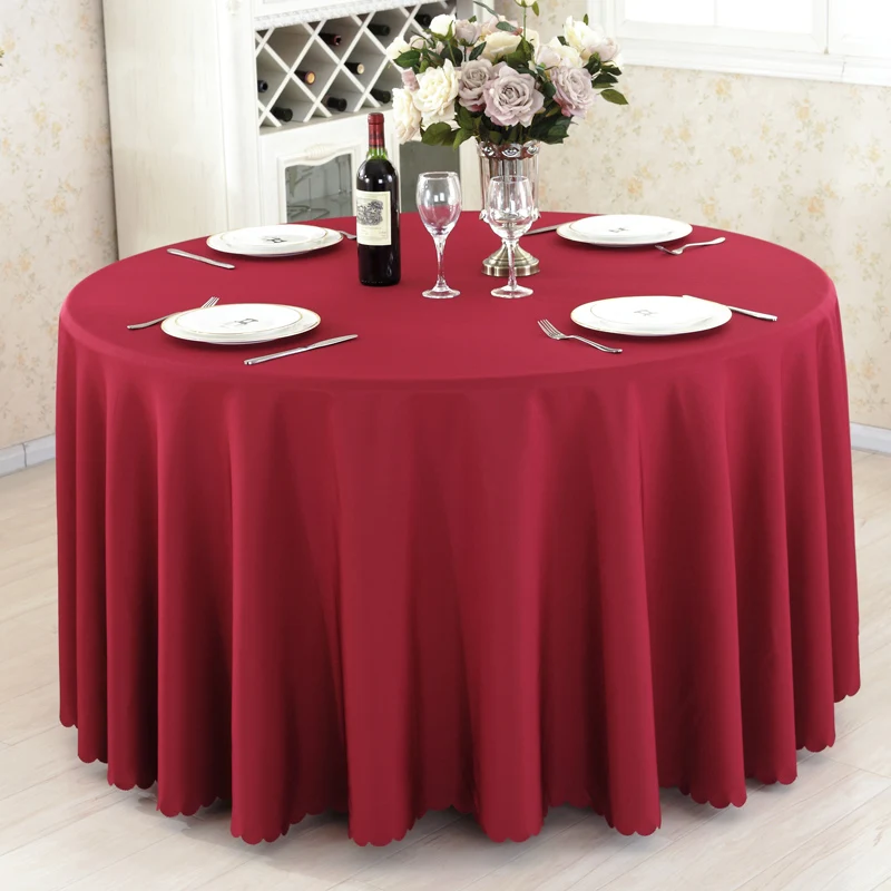 Cheap Plain Solid Polyester Wedding Table cloth Dining  Banquet Table Cover For Decoration