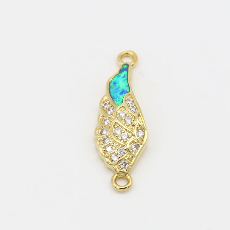 
Link Finding Opal micro paved Jewelry Bracelet Connector , Wing Cubic Zirconia CZ Connector 