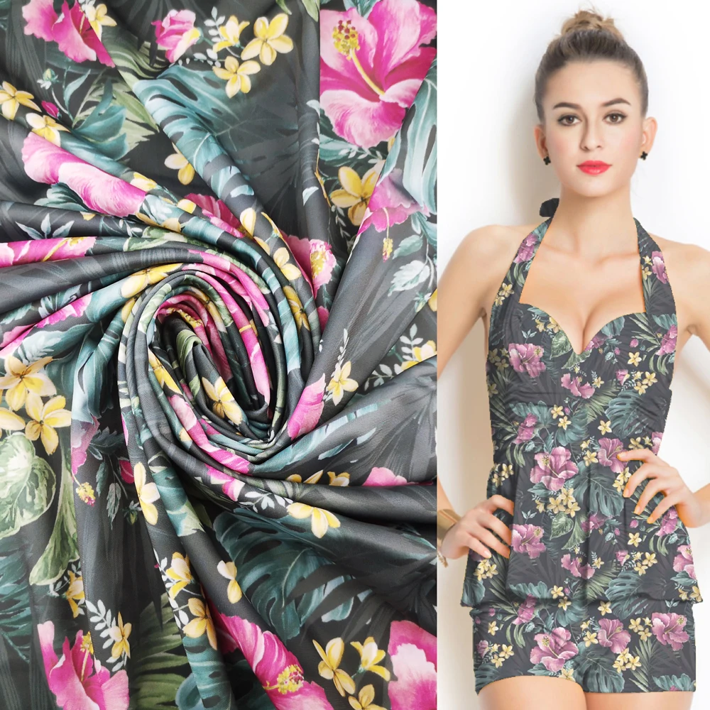 Custom Floral Print Lycra Cotton Fabric