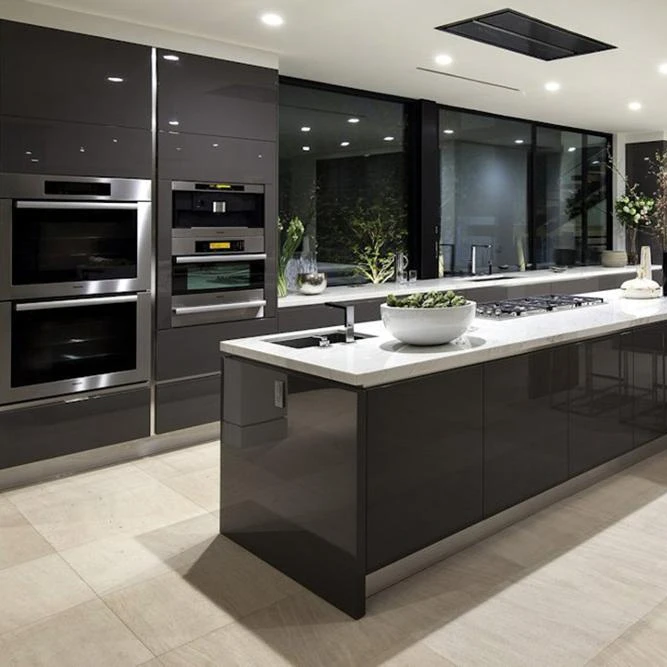 lacquer finish glossy acrylic style  kitchen cabinets