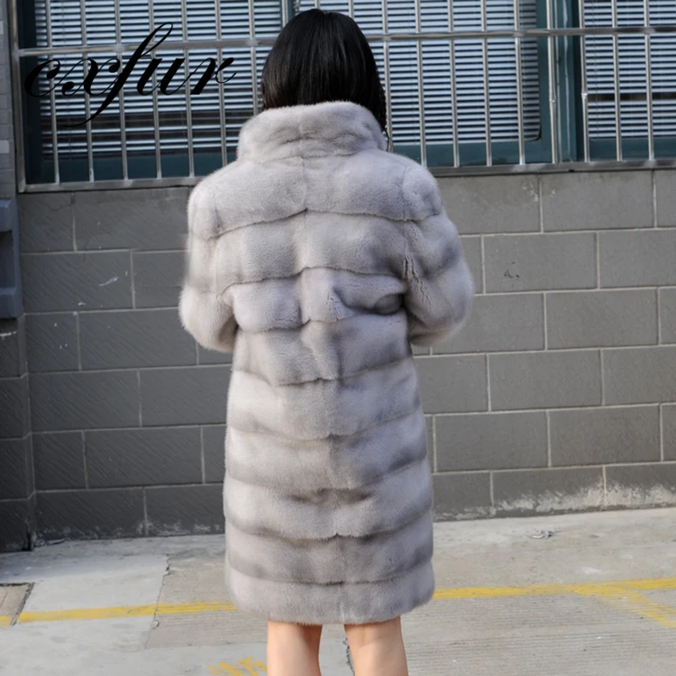 CX-G-A-92 Perfect Jacket Wide Waist Knee Length Denmark Mink Fur Coat