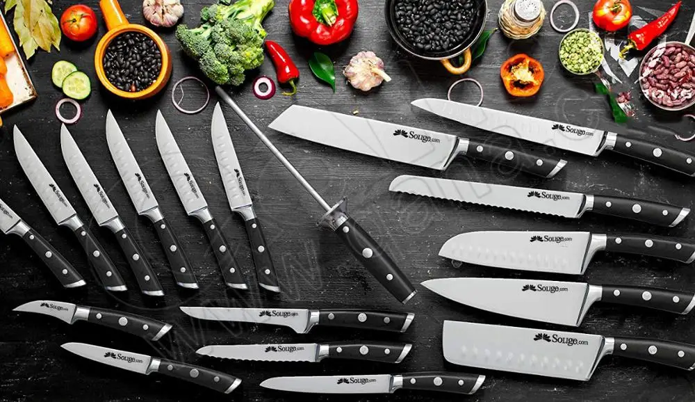 Imported High-carbon German Steel cutlery sets stainless Kitchen knives Tools damascus knife with holder
