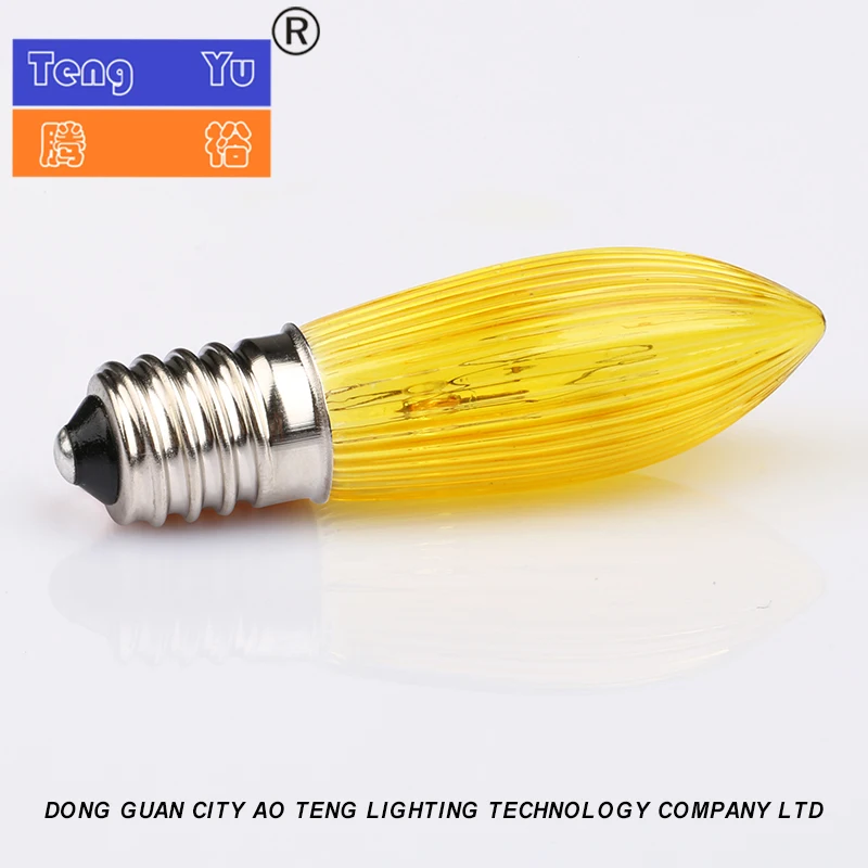 E10 spiral base 12V3W, 24V3W, 34V3W candle bridge top decorative bulb