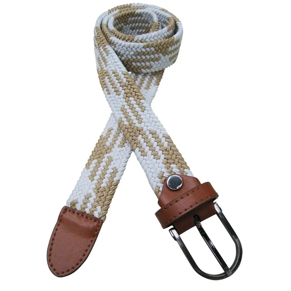 Ladies elastic beige and white belt models