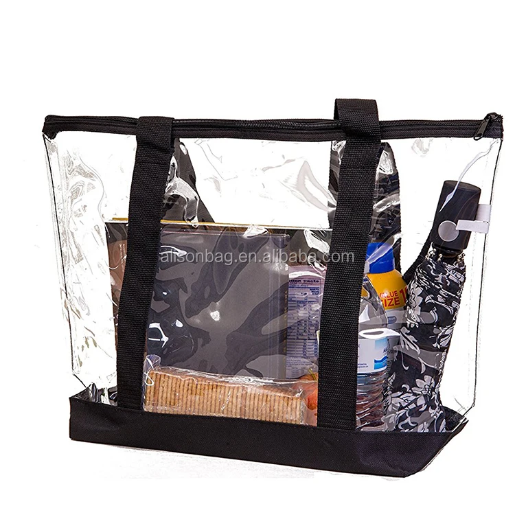 2020 Fashion Promotional Logo Printed Summer PVC  Beach Bag Transparent Plastic Beach Clear pvc Tote Bag