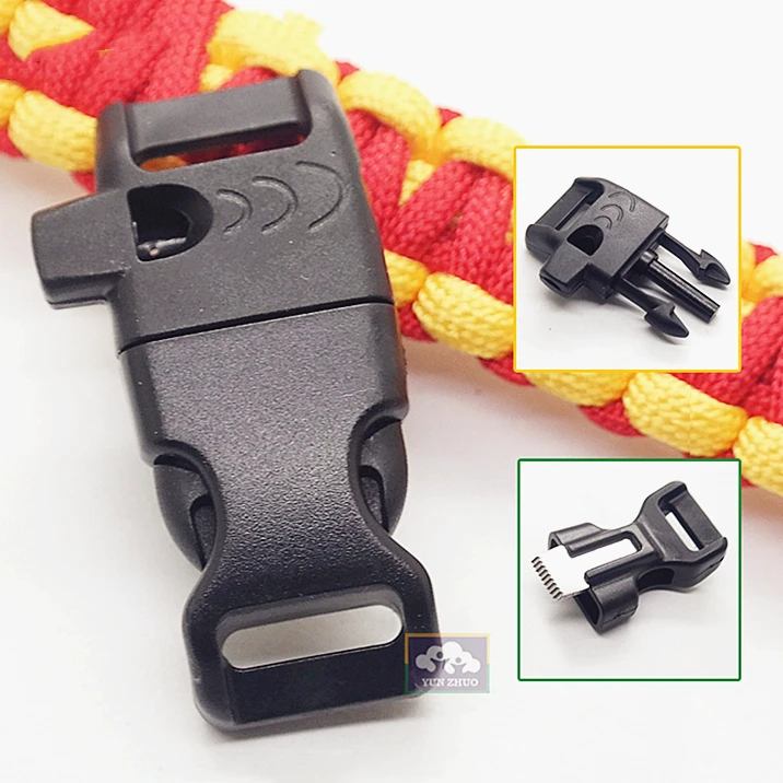 Wholesale flint buckle with whistle fire starter buckle paracord whistle buckle