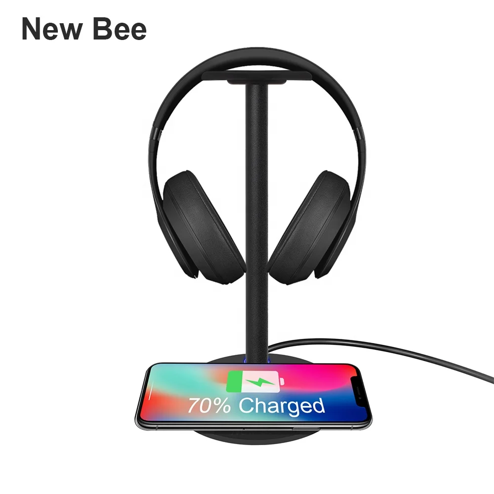 New Bee 2 in 1 headphone stand holder with wireless phone charger universal wireless charging NB-Z4