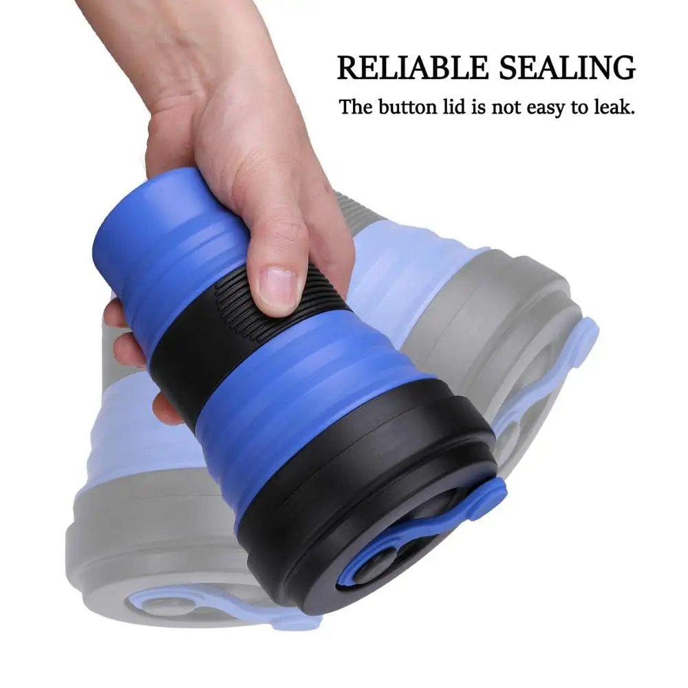 Wholesale new design reusable 550ml silicone travel folding collapsible coffee cup