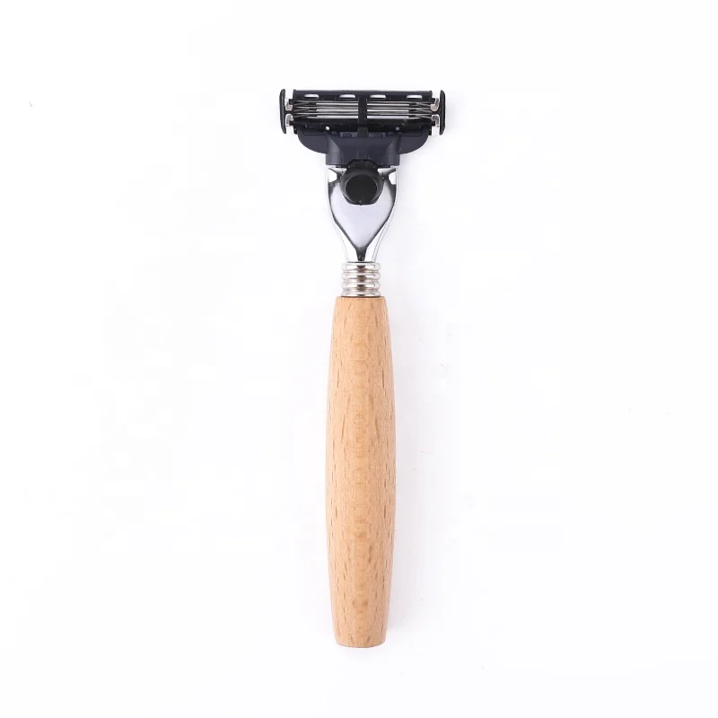 New style triple blade razor wooden handle 3 blade bamboo razor