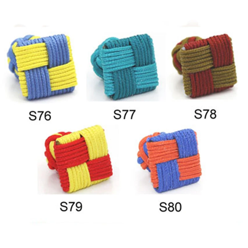 Запонки из вязаной ткани от китайского поставщика, запонки с квадратным шелковым узлом, эластичная веревочная манжета