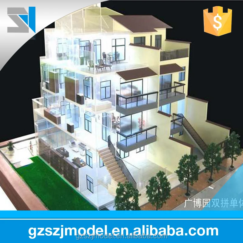 Architecture building model with furniture & villa miniature architectural scale model
