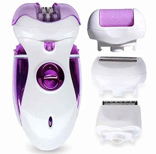 Rechargeable Electric Epilator, 4 in 1 Bikini Trimmer Callus Remover with 2 Adjustable Speed Ladies Shaver Hair Clipper