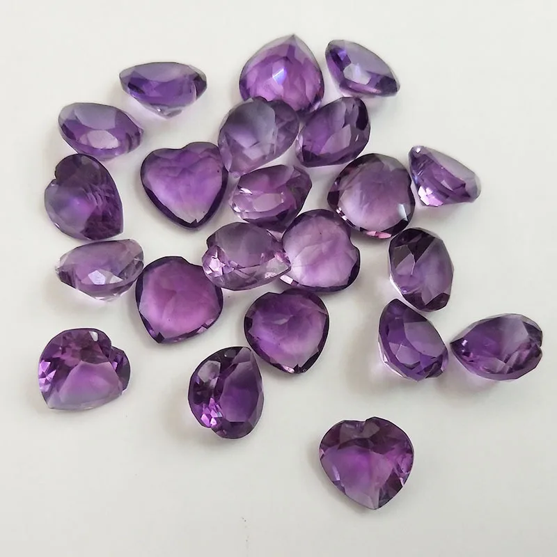 Натуральные драгоценные камни, незакрепленный драгоценный камень AAA +, аметист Южной Африки, используемый для изготовления ювелирных изделий своими руками, и пустое кольцо для инкрустации сердца