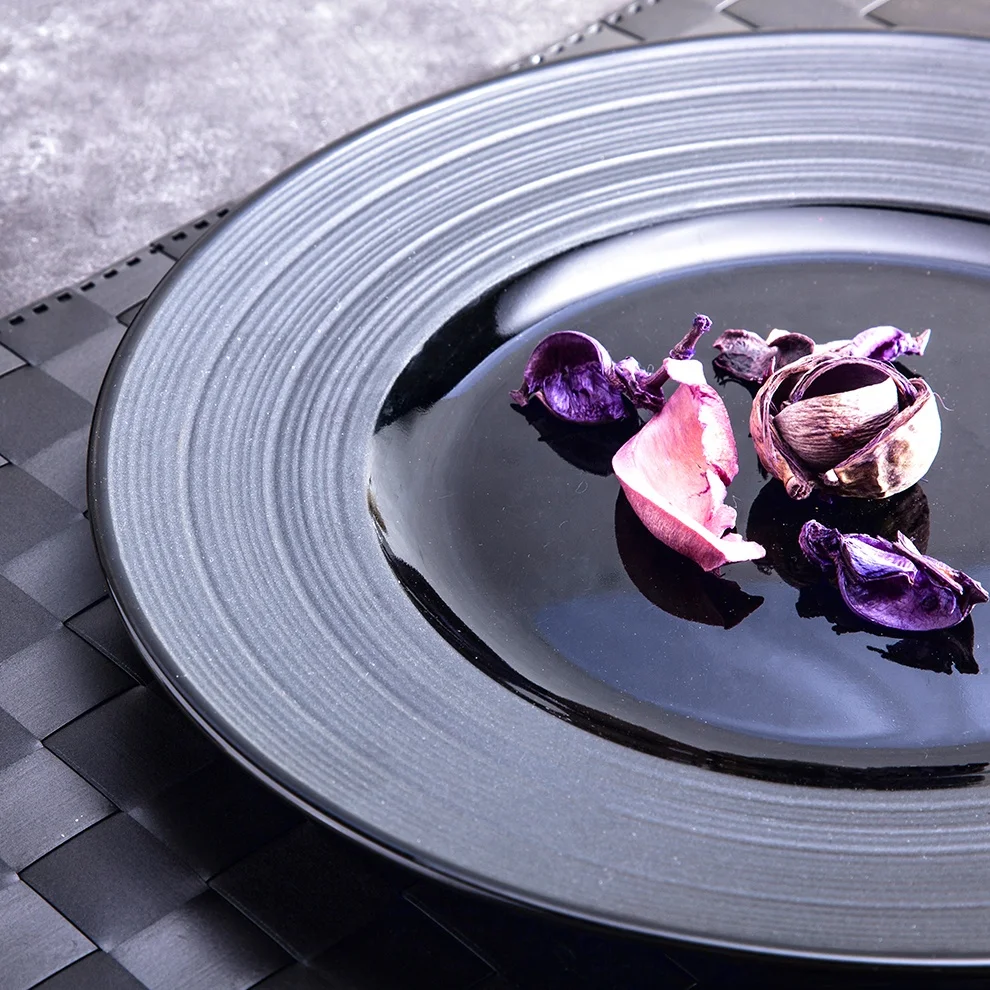 7' 8' 9' 10.5' 12' Matte Black Dinner Plate Round Flat Plates