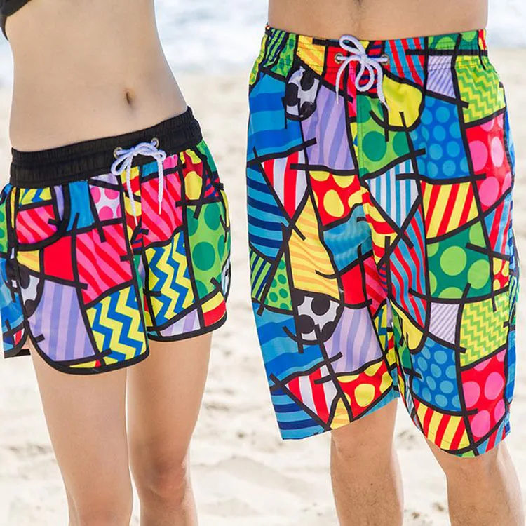 Wholesale hot sale 100% polyester QUICK-DRY couple beach shorts