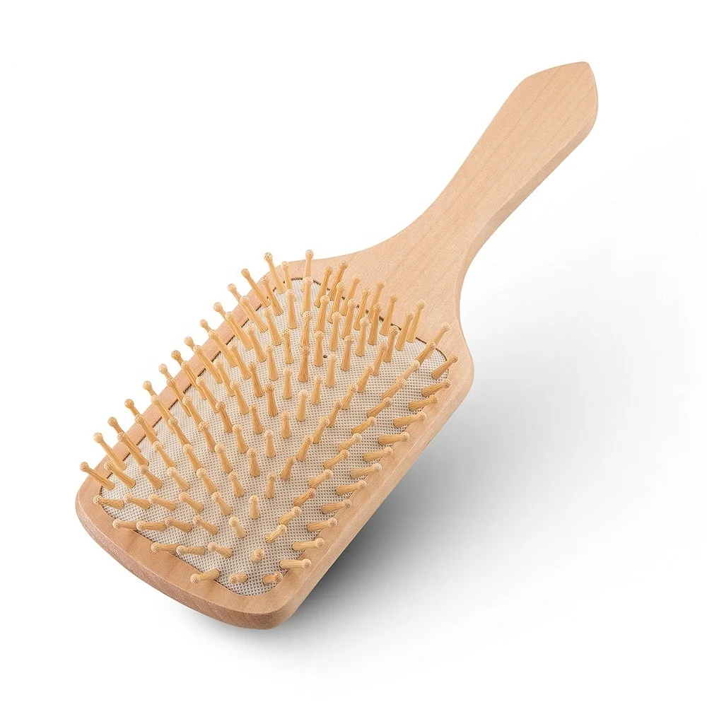 Factory price custom logo natural wooden hairbrush dry bamboo hair brush