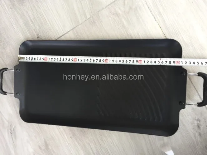 Grill Double Burner Griddle Pan Cast Iron Hamburger Steak Stove Fry